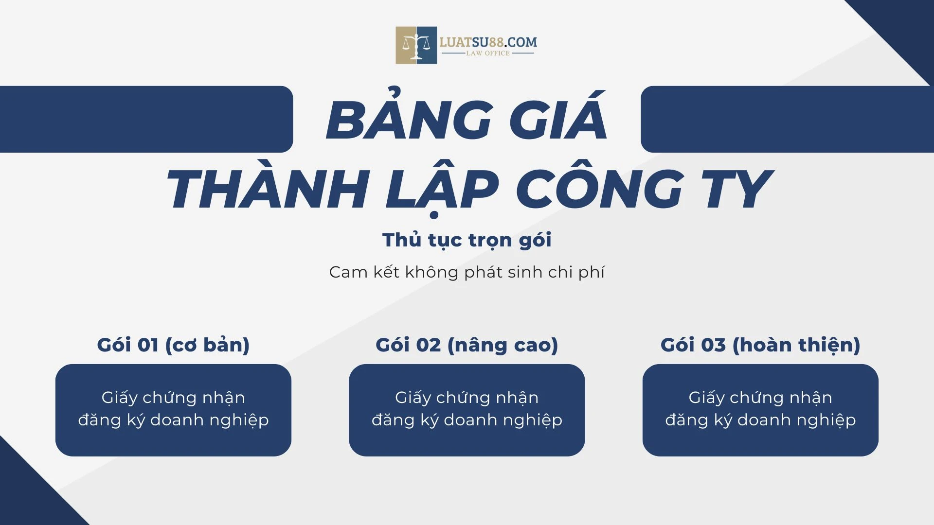 Bảng giá thành lập công ty trọn gói mới nhất